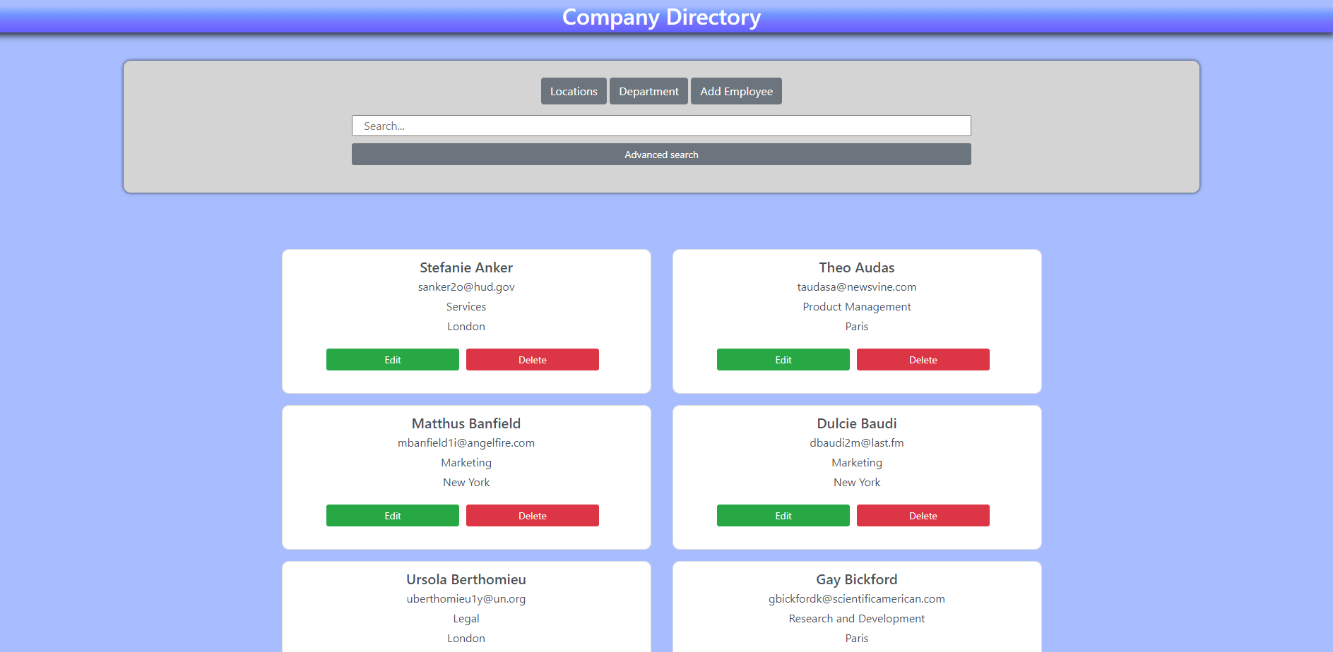 Project Company Directory
